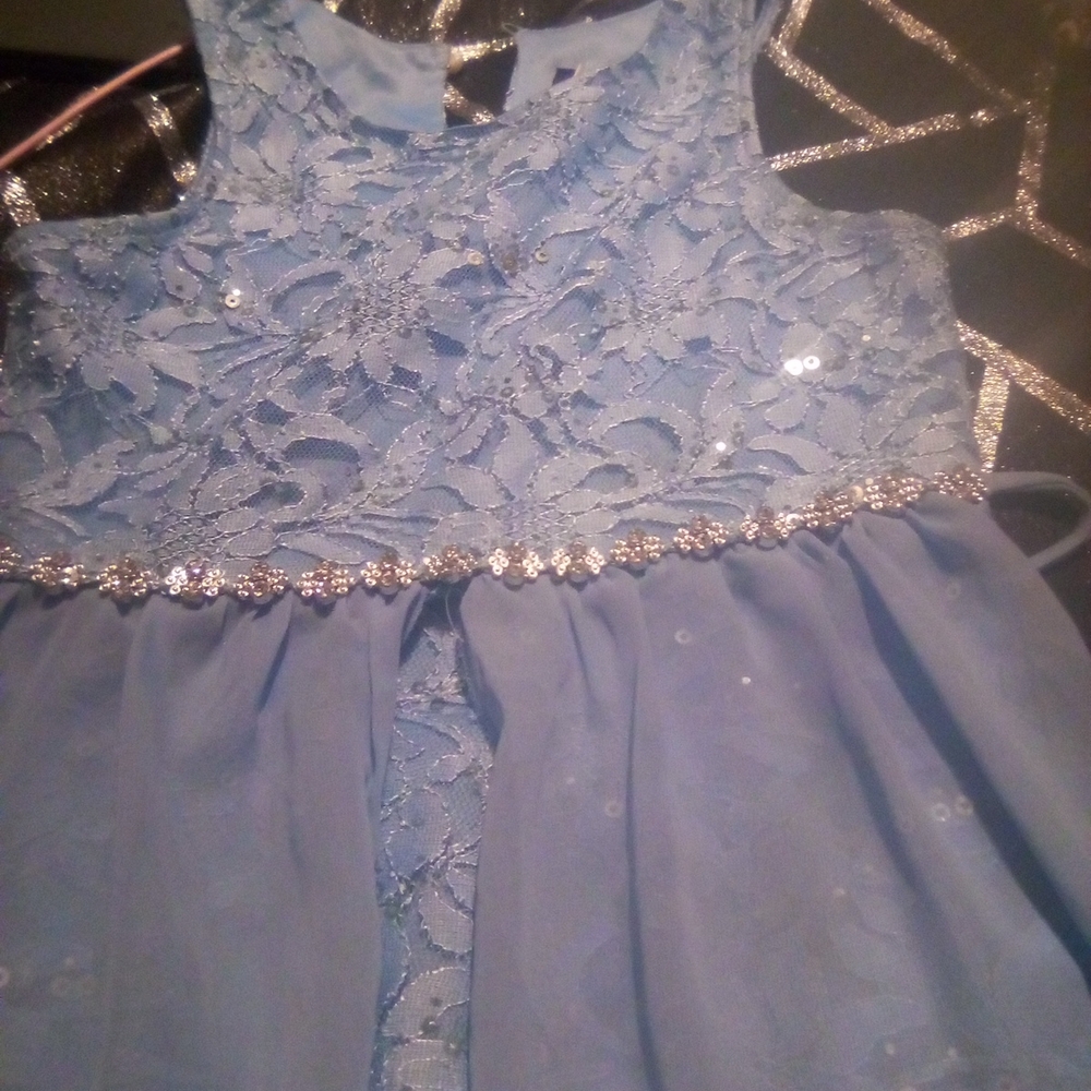 Blue Sleeveless Crew Neck Sundress for Weddings